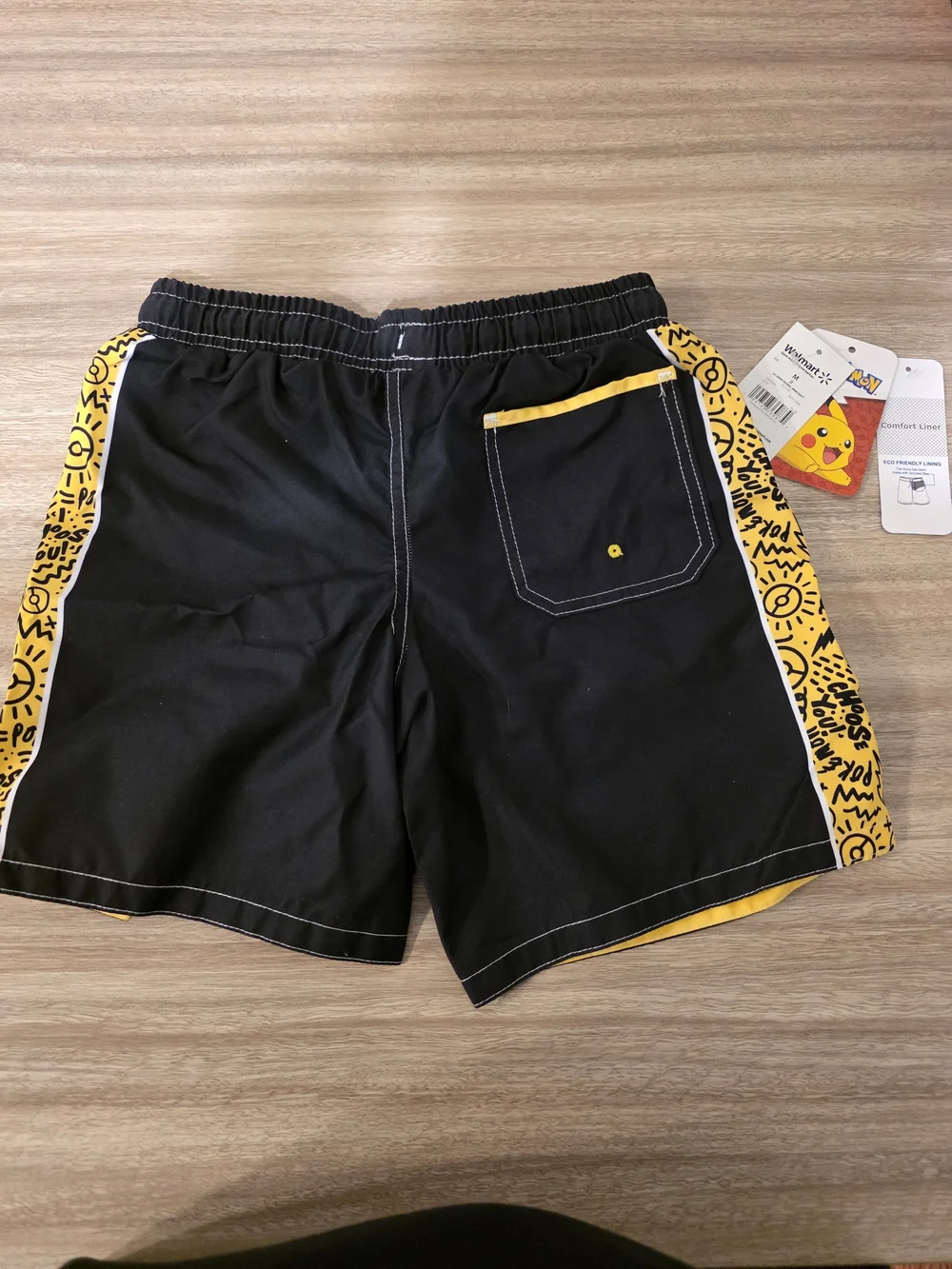 Pokémon Pikachu Boys Swim Trunks - Black & Yellow - Sz M(8) - NWT